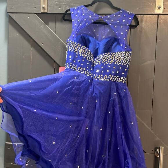 NWT Royal Blue Short Homecoming Dress Mini beaded chiffon Size L/XL - Picture 8 of 16